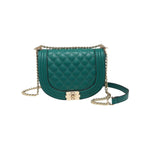Green quilted handbag with gold chain strap