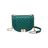 Green quilted handbag with gold chain strap