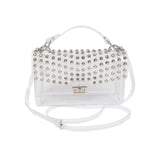 White handbag with silver studs