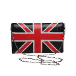 Clutch bag with Union Jack design and chain strap 