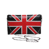 Clutch bag with Union Jack design and chain strap 