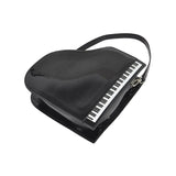 Black grand piano handbag with black strap 