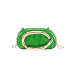 Green clutch bag with gold chain 