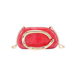 Red clutch bag with gold chain 