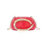 Red clutch bag with gold chain 