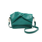 Green handbag with a bow design 