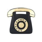 Black and gold rotary telephone-shaped bag