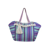 Colorful patterned tote bag with tassels 