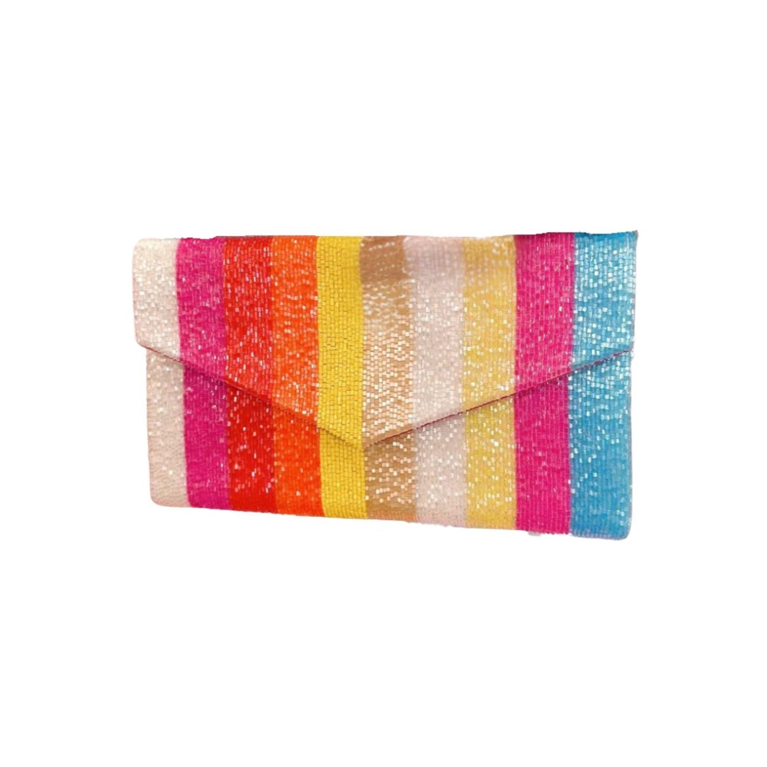 Colorful vertical striped clutch bag 