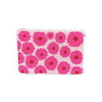 Colorful beaded pouch with pink floral pattern 