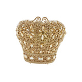 Gold crown-shaped clutch with pearl embellishments 