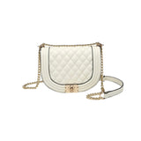 White quilted handbag with gold chain strap 