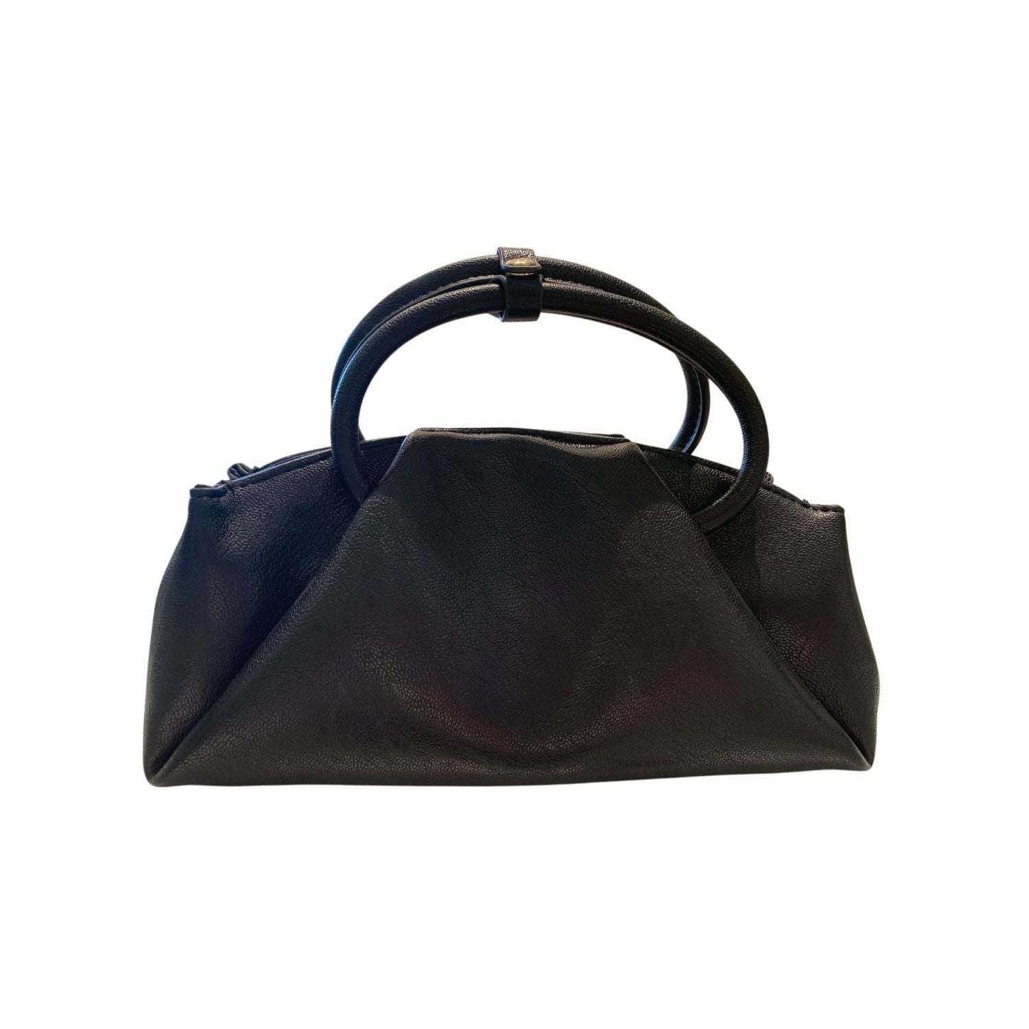 Black handbag with circular handle 