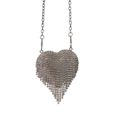 Silver textured handbag with chain strap