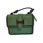 Green handbag with braided details 