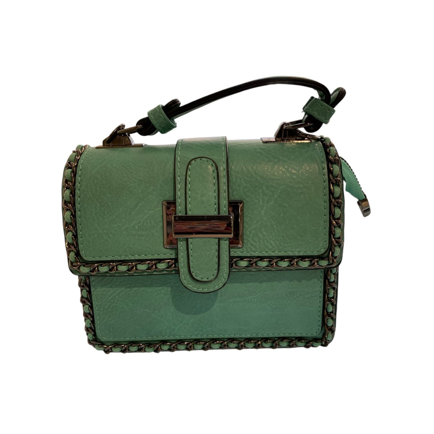 Green handbag with braided details 