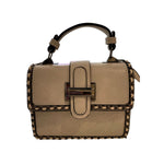 Beige handbag with studded details 