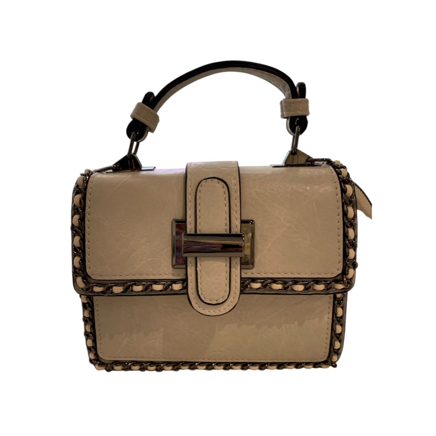 Beige handbag with studded details 