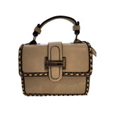 Beige handbag with studded details 