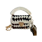 Woven handbag with a checkered pattern