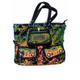 Multicolored sequin handbag with black accents