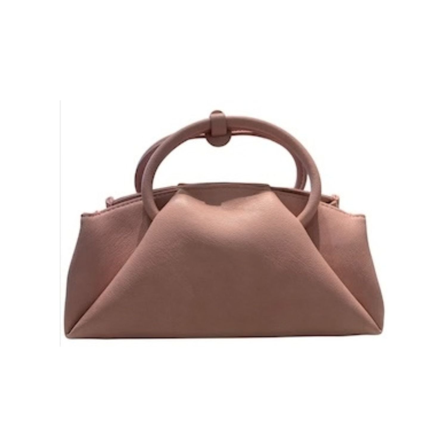 Pink handbag with circular handle 