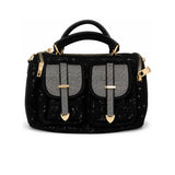Black handbag with rhinestone details 