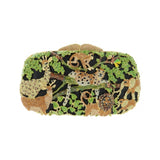 crystal embellished jungle themed animal clutch handbag with optional strap