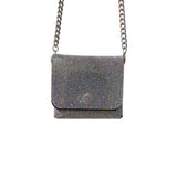 Silver textured handbag with chain strap