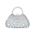 Iridescent crystal embellished  evening bag with top handle and option drop-in chain