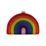 crystal embellished rainbow clutch handbag