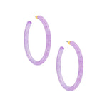 Purple hoop earrings with gold clasps 
