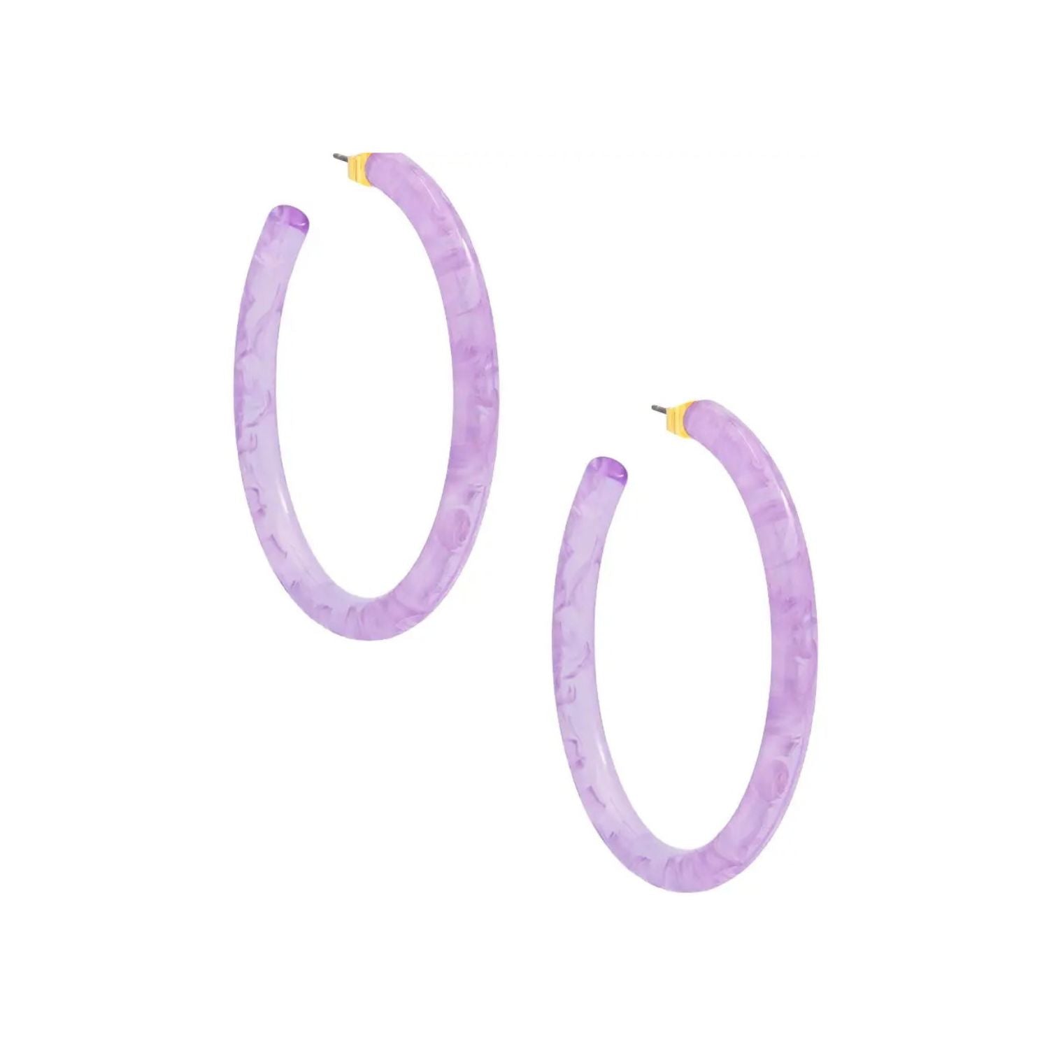 Purple hoop earrings with gold clasps 