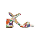 Colorful floral-patterned heel with buckle closure
