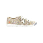Green & mauve floral patterned sneaker with white sole