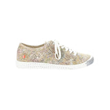 Green & mauve floral patterned sneaker with white sole