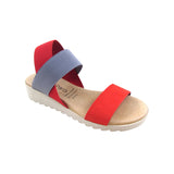 Red and gray sandal bone colored heel