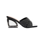 Black embellished high-heeled shoes