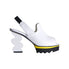 White heel with black & yellow sole