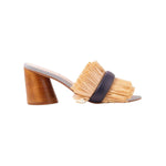 Woven sandal with wooden heel