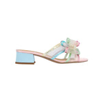 Colorful pastel heel with a light blue block heel