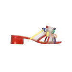 Multicolored heel with bow and red heel