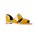 Yellow sandal with beige sole