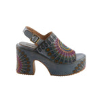 multi colored hand painted boho platform slingback sandal with adjustable strap