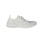 White sneaker with rhinestone embellishments 