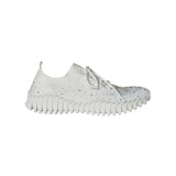 White sneaker with rhinestone embellishments 