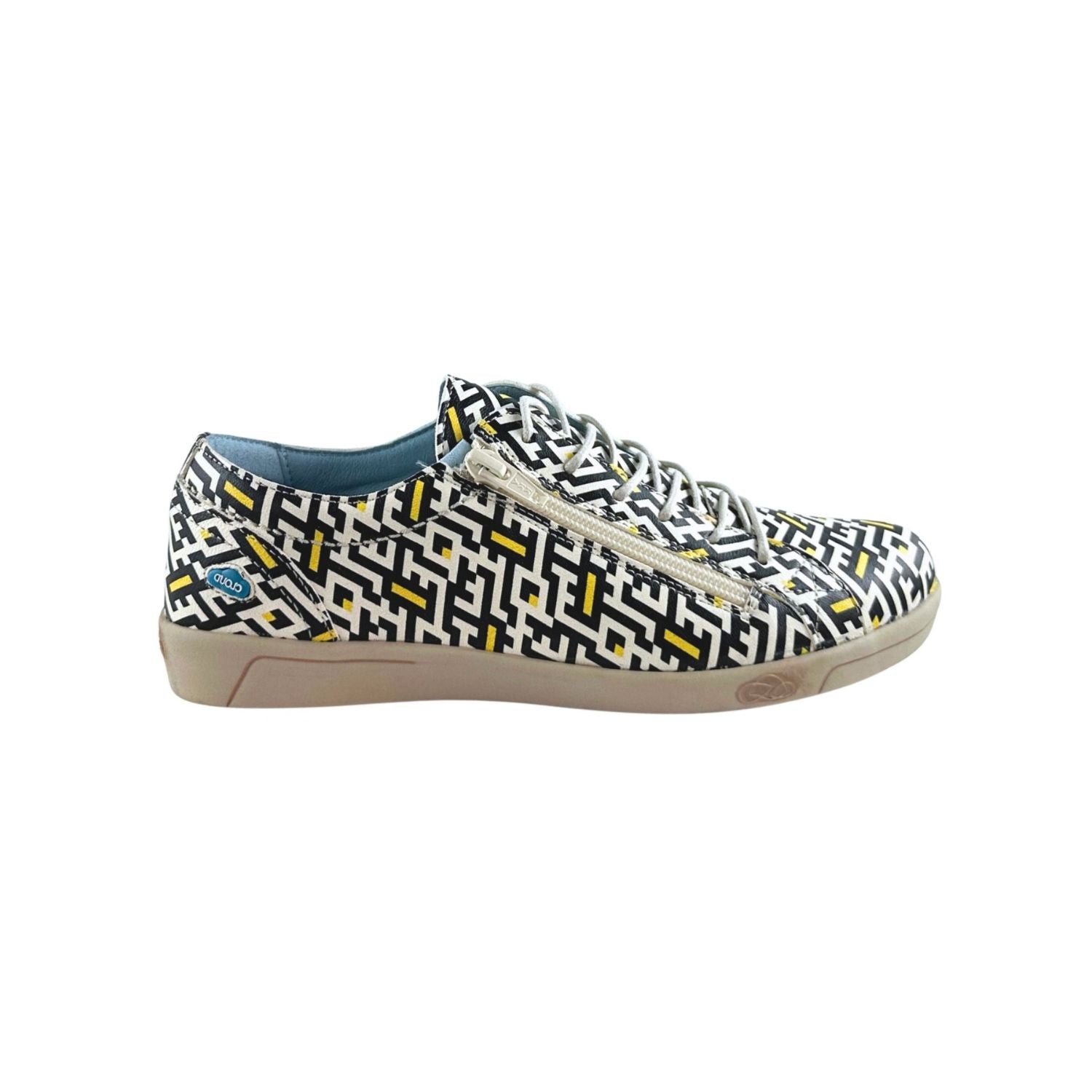 Patterned sneaker with a zipper 