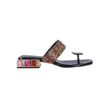 Black sandal with colorful gemstones and toe post 