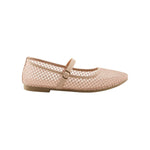Beige mesh flat shoe with a strap 