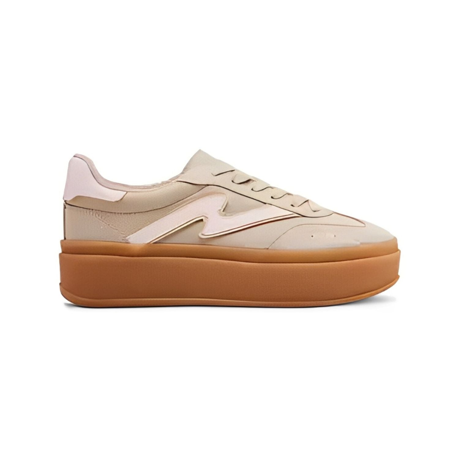 platform sneakers in sandy beige color 